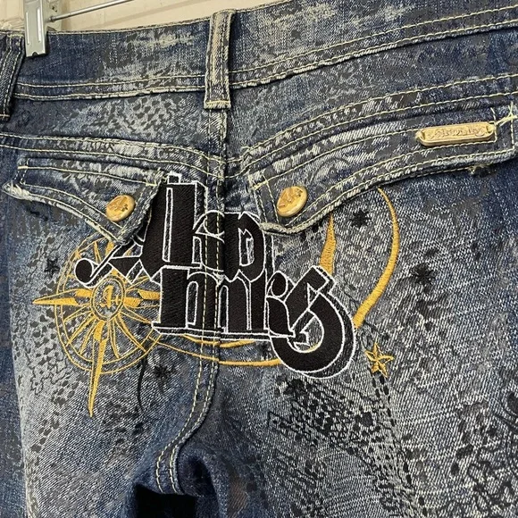 Akademiks Low Rise Boot Cut Jeans Embellished Lace Flap Pocket Women’s Size 28 - Picture 7 of 16